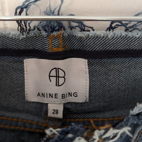 Anine Bing Blue Denim Gavin 1999 Straight Mid Indigo Ankle Jeans, size 28 - Picture 4 of 9